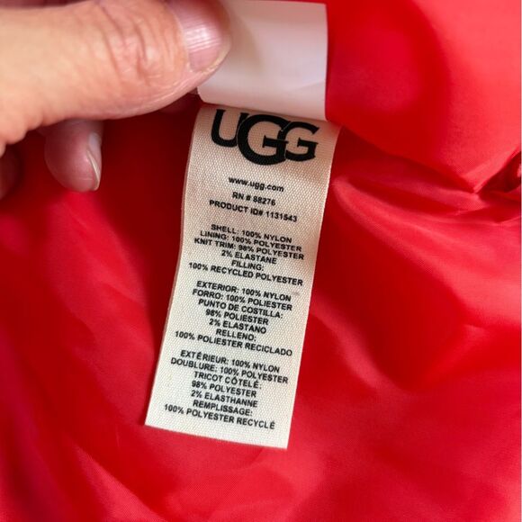 UGG Ronney Cropped Puffer Jacket Coat Womens Size Large Red - Picture 13 of 16